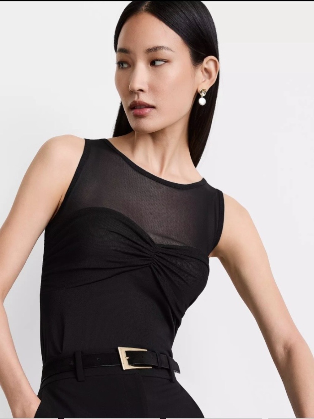 LOFT Versa Mesh Ruched Top